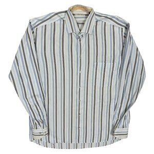 Tyler Shorten Bespoke Dress Shirt Striped Multicolor Floral Cuffs Large